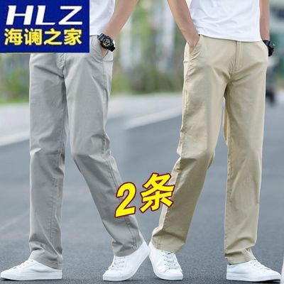36919/正品夏季薄款休闲裤男士纯棉弹力宽松直筒裤男潮流百搭西裤长裤男