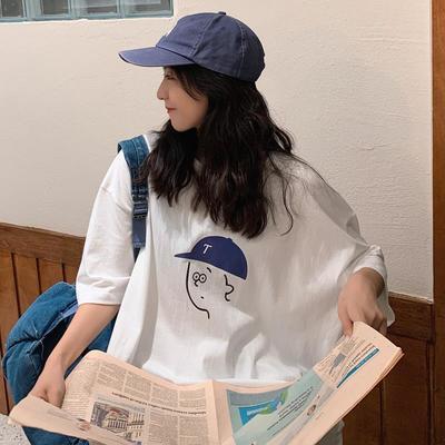 35580/棉质盐系bf风t恤女短袖2021夏季新款宽松显瘦百搭学生上衣ins潮
