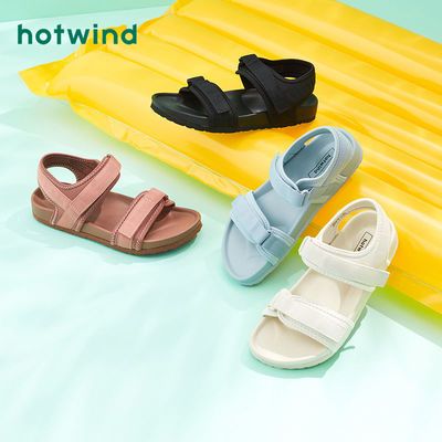 64202/热风女鞋2021夏新款女士时尚休闲凉鞋平底魔术贴时装凉鞋H60W1601