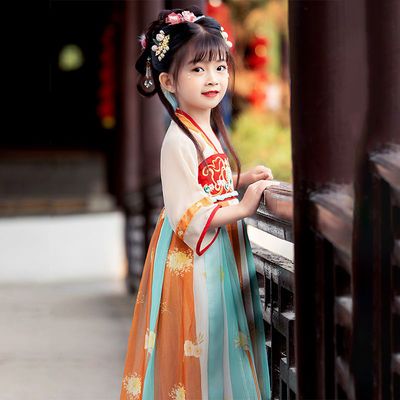 39858/儿童汉服女古装女童连衣裙中国风公主仙气超仙新款2021古风裙子夏