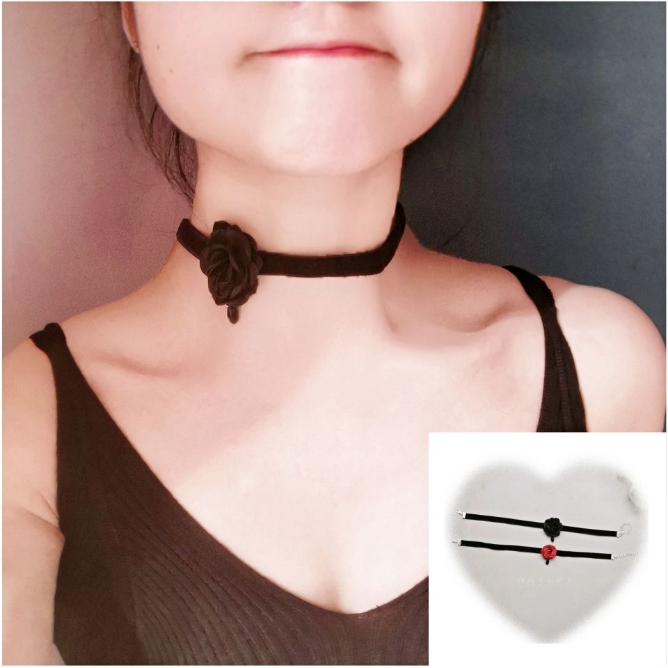 原创手工chocker颈链项圈女哥特风黑色锁骨链颈带黑暗项链女网红