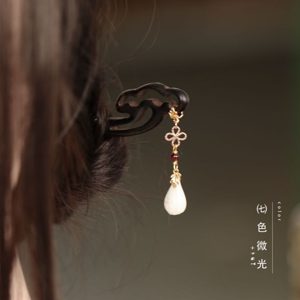 75742-简约款式木质 发簪木质盘发 丸子头头饰 玉兰花吊坠日常清新旗袍【9月22日发完】-详情图