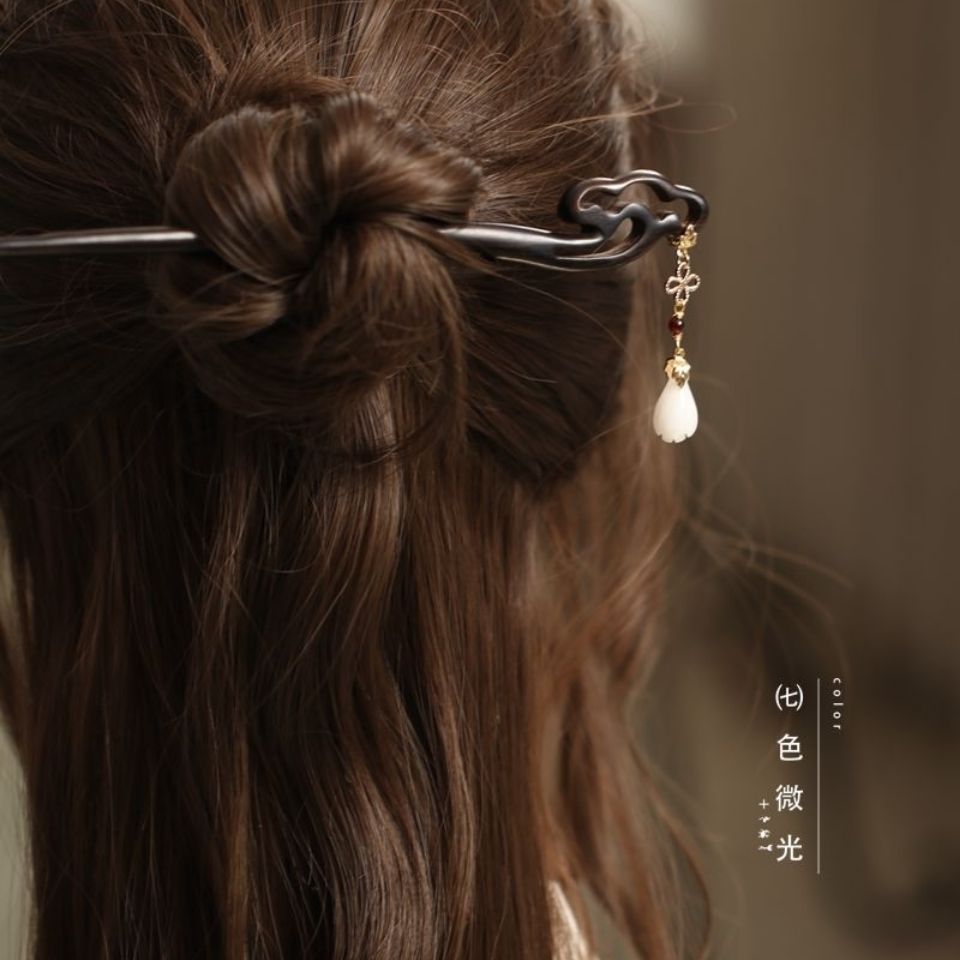75742-简约款式木质 发簪木质盘发 丸子头头饰 玉兰花吊坠日常清新旗袍【9月22日发完】-详情图