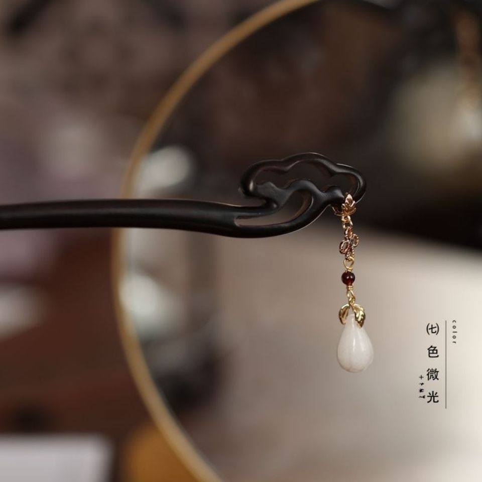 75742-简约款式木质 发簪木质盘发 丸子头头饰 玉兰花吊坠日常清新旗袍【9月22日发完】-详情图