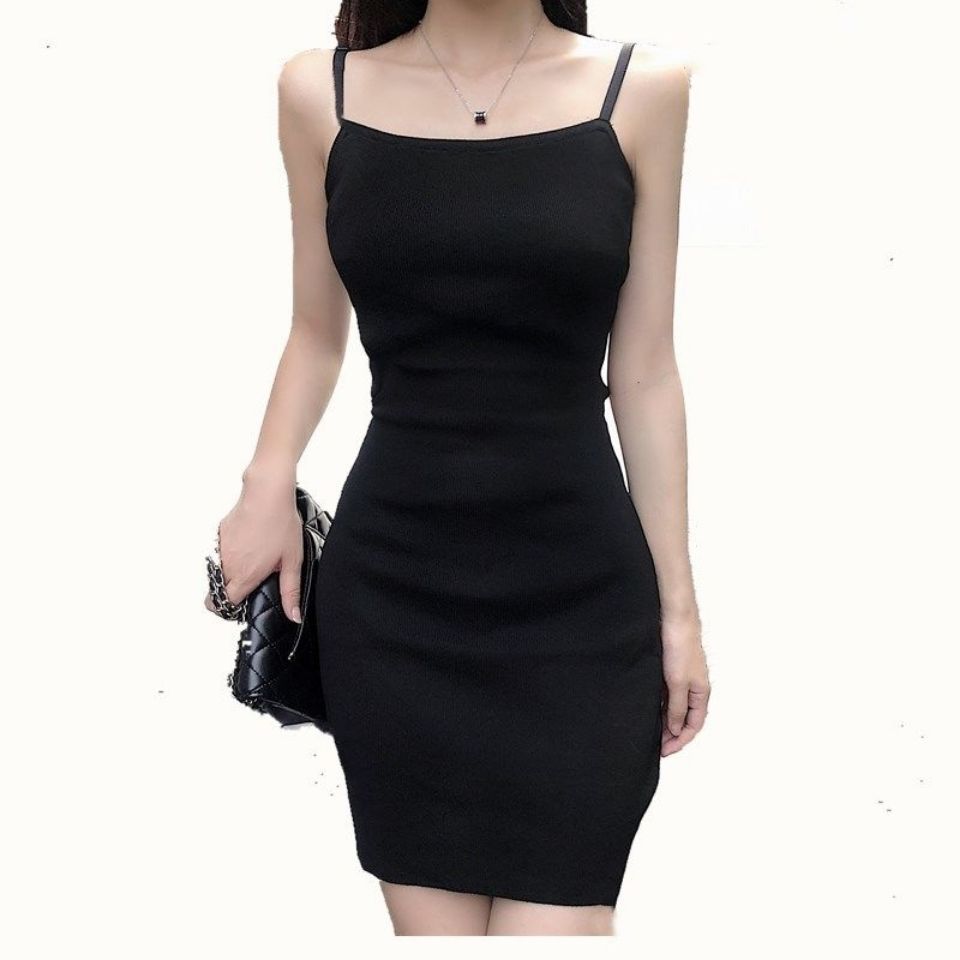 Hong Kong-flavored chic bow tie backless short skirt slim elastic cute girl sexy suspender dress