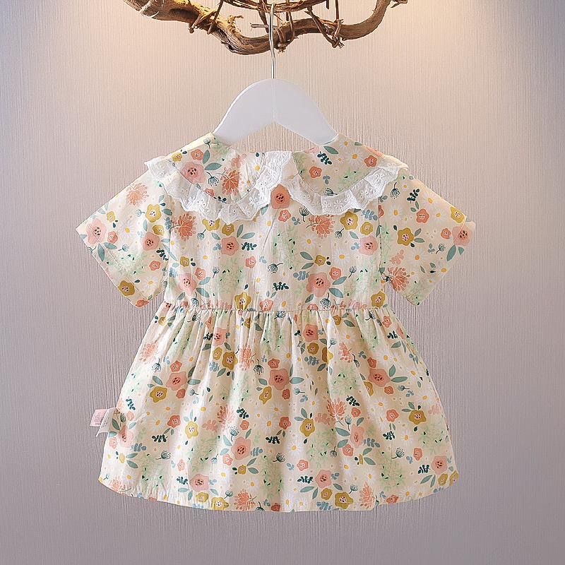 Summer girl baby T-shirt top pure cotton new baby floral short-sleeved doll shirt foreign style girl clothes