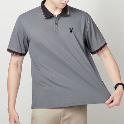 37672/花花公子夏季男短袖POLO衫中老年男装T恤翻领宽松透气休闲爸爸装