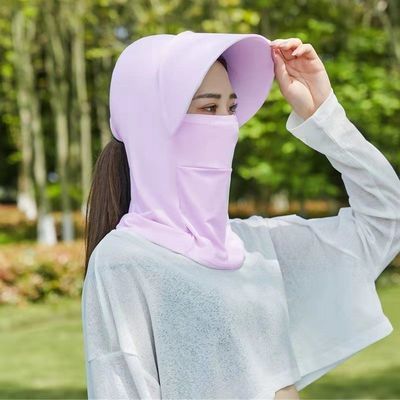 30019/夏季冰丝防晒遮阳帽女士防紫外线遮全脸面罩护颈围脖一体采茶工地
