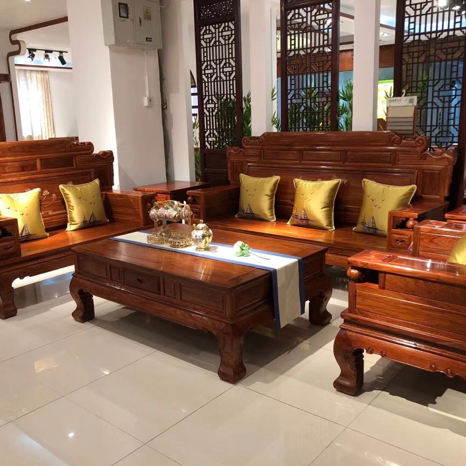 红木财源沙发组合刺猬紫檀花梨木新中式中式客厅家具实木雕花