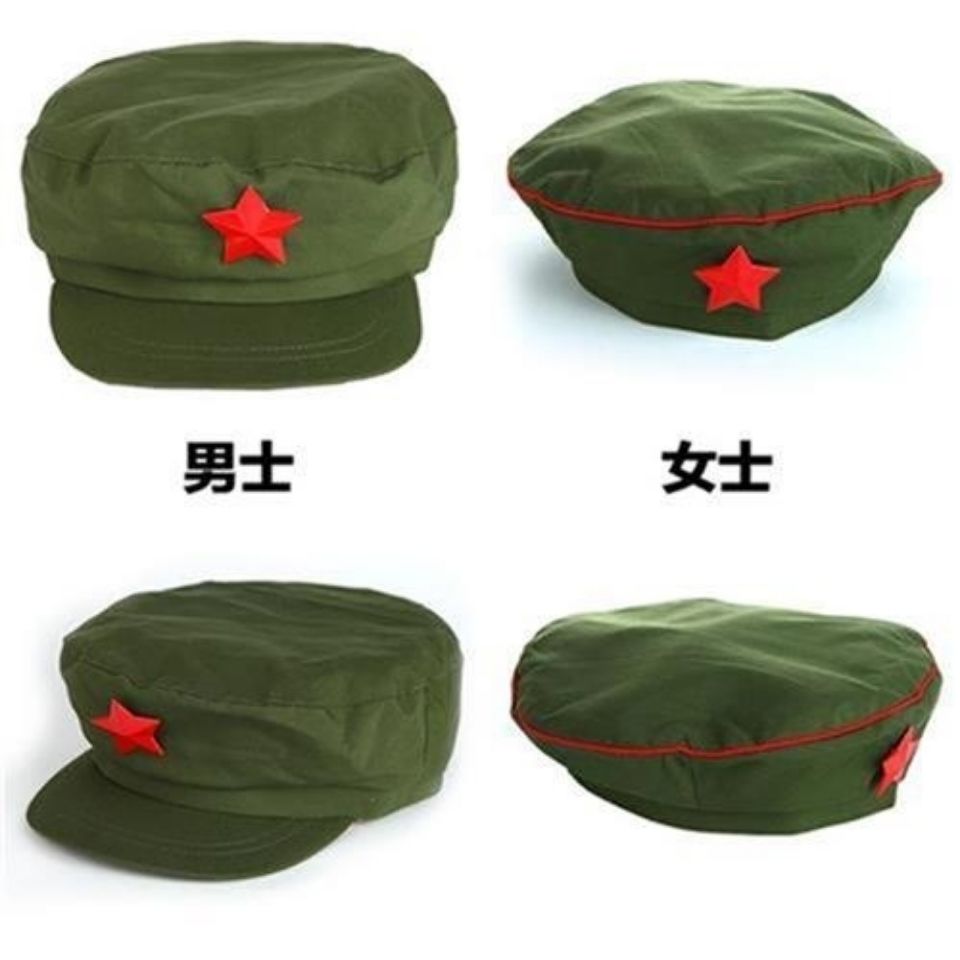 65老军装帽老式解放军帽78式军绿色红卫兵帽子的确良解放帽