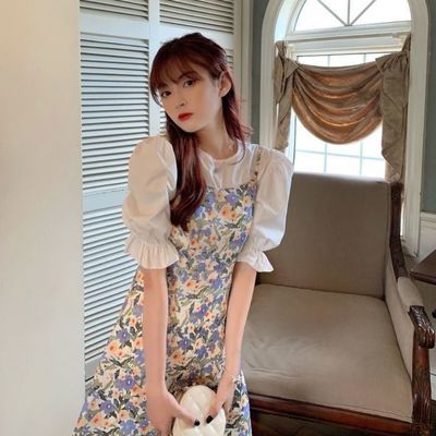 37134/2021夏新款少女甜美森系碎花吊带裙单件连衣裙
