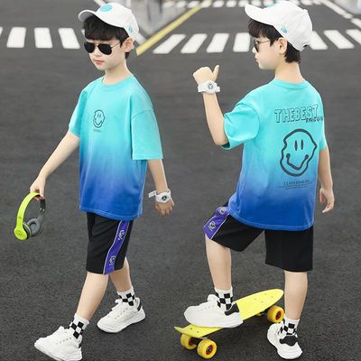 37828/童装男童夏装短袖速干两件套装2021新款中大儿童休闲洋帅气韩版潮