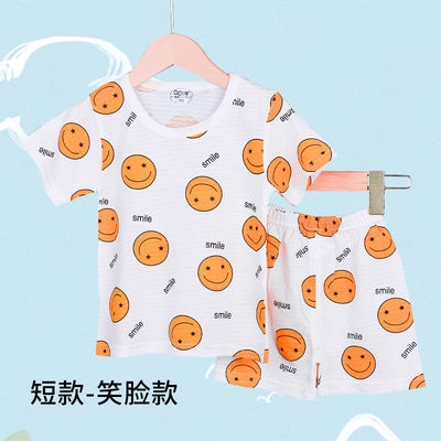 38743/21新款儿童夏季纯棉短袖套装男女童夏装睡衣家居服宝宝空调服薄款