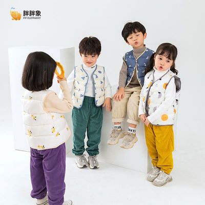 39172/胖胖象冬装棉马甲2021新款男女童反季清仓加绒面背心