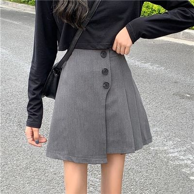 32982/高腰显瘦百褶裙女半身裙子韩版防走光学院风a字百搭裙
