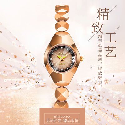 32614/全自动欧美时尚潮流网红防水夜光日历钨钢女士高档菱形手链石英表