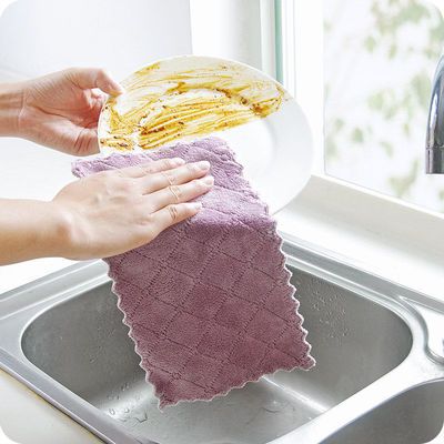 32430/抹布不沾油不掉毛洗碗布去污吸水厨房专用百洁布擦手巾加厚毛巾