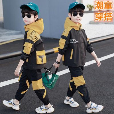76281/男童套装2021春秋款中大童6韩版洋气8工装男孩10外套长裤12两件套