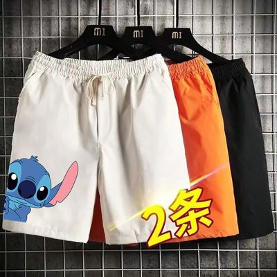 33281/夏季薄款冰丝短裤子男士潮牌沙滩裤大码宽松直筒休闲运动裤五分裤
