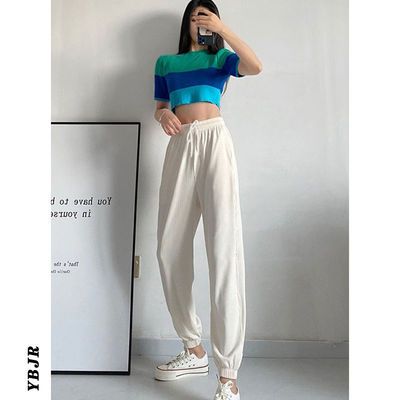 40759/YBJR 品牌夏季束脚冰丝运动休闲裤薄款女显瘦显高九分灯笼裤防蚊