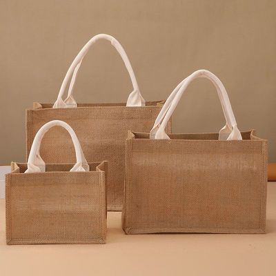 MUJI无印良品亚麻手提袋饭盒袋防水麻布袋改造手绘环保购物袋定制