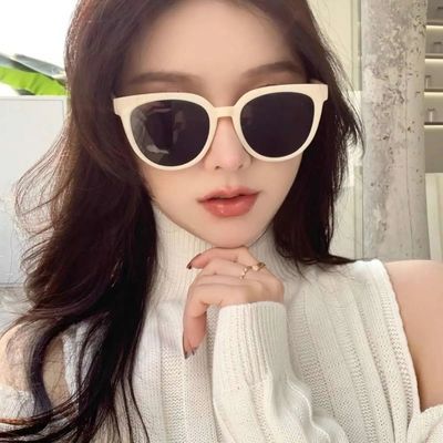 34001/张大奕同款女白色复古小框墨镜网红阿沁圆形韩版潮男圆脸太阳眼镜