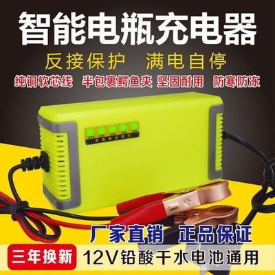 升级版智能12V踏板摩托车电瓶充电器12V20AH蓄电池充电器干水通用