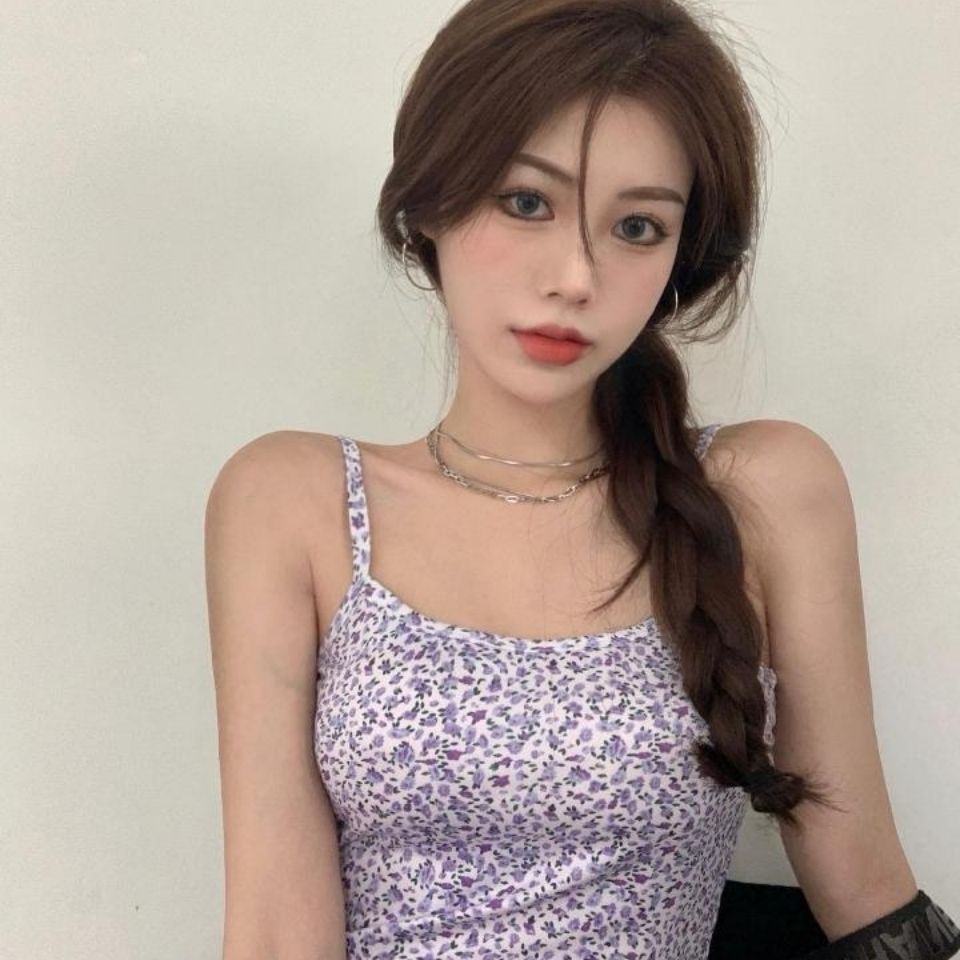 復古小清新碎花背心吊帶女夏網紅主播性感無袖上衣修身顯瘦打底衫