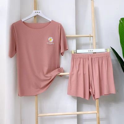 34753/夏薄款冰丝睡衣女2021新款短袖短裤两件套韩版休闲外穿家居大码