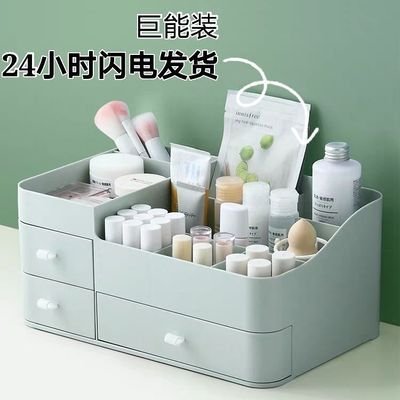 36858/化妆品收纳盒桌面宿舍置物架护肤品口红梳妆台整理饰品收纳防尘