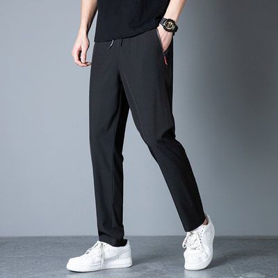 39853/冰丝速干裤男夏季薄款直角弹力透气宽松大码户外跑步运动长裤