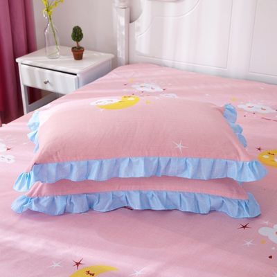 72416/枕套一对装纯色枕头套单人枕皮学生宿舍花边枕芯套48x74单品大号
