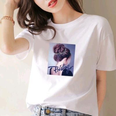 38810/2021纯棉新款白色t恤短袖女宽松韩版大码ins风女装学生体恤女上衣