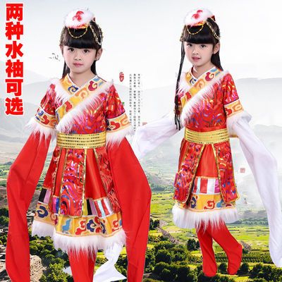 艺寒新款儿童藏族舞蹈服女少数民族服装西藏卓玛舞蹈服幼儿园班服