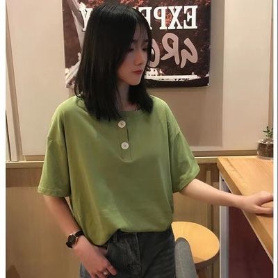 36834/棉质白色不规则上衣欧美系港风小衫洋气设计感小众纯色短袖t恤女