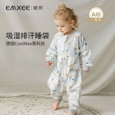 186573/嫚熙婴儿睡袋夏季薄款纱布四季通用新生宝宝春秋款恒温儿童防踢被
