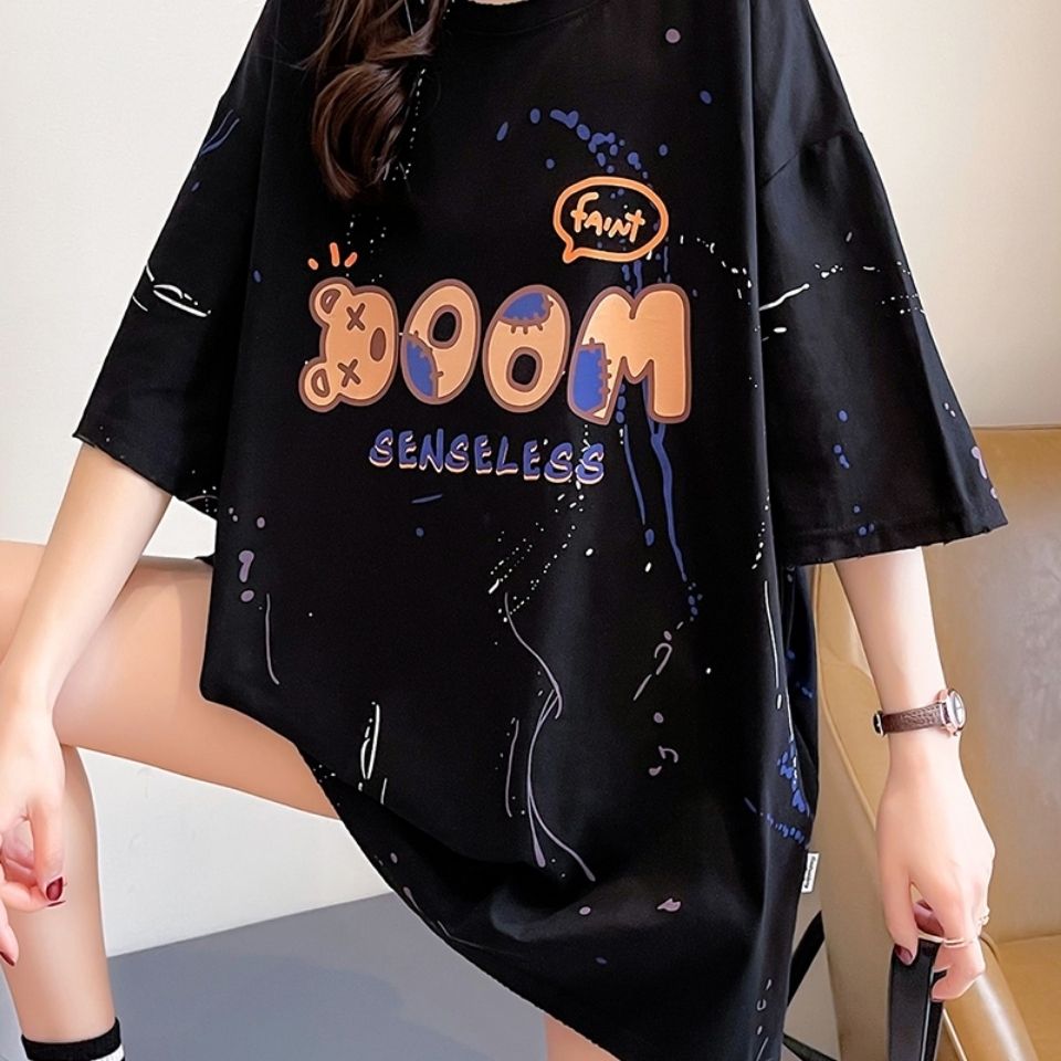 75894-2073时尚潮流短袖t恤女夏2021新款韩版中长学生上衣大码女装-详情图