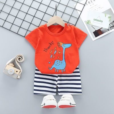 38872/童装男宝宝夏装套装2021新款幼儿衣服洋气女宝夏季纯棉短袖两件套