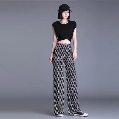37697/新款高腰阔腿裤春夏韩版女装显瘦垂感时尚休闲百搭胖大码直筒拖地