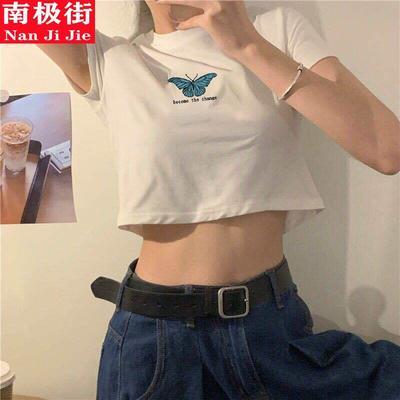 37791/印花【棉】辣妹上衣短袖t恤女2021夏季新款学生网红情侣装ins超火