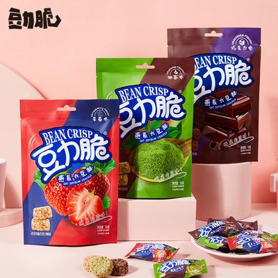 37706/豆力脆燕麦雪花酥70g*6包抹茶草莓巧克力味网红零食小吃糕点