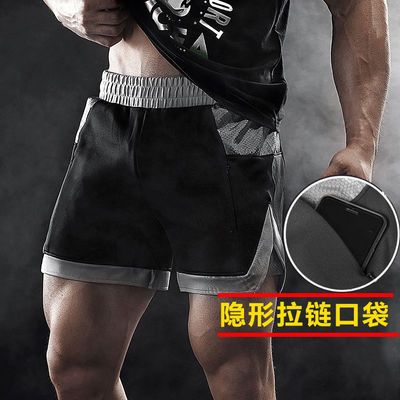 39693/夏季男士薄款运动三分短裤休闲宽松健身跑步速干弹力跑裤健美裤