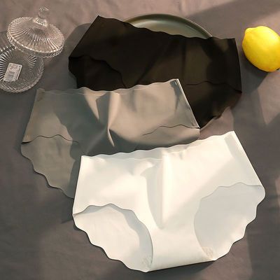 39474/1/3条无痕冰丝内裤少女夏季清凉学生日系中腰透气薄三角裤黑白灰