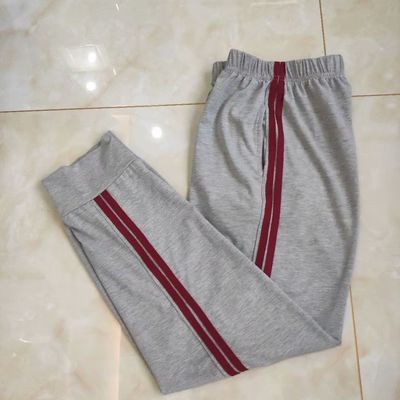 71802/中小学生春夏灰色两道杠收口运动休闲校服裤束脚学生长裤薄款男女