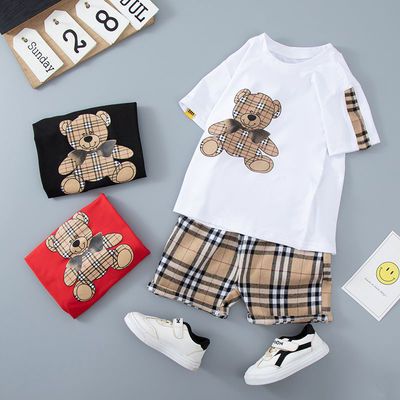 39413/儿童短袖套装2021夏季新款男女童装宝宝中大童上衣帅气洋气两件套
