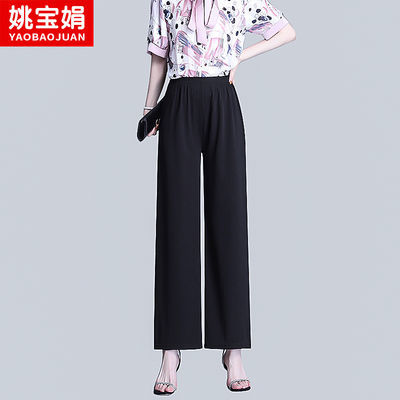 40552/中老年人女裤夏季薄款七分裤宽松大码妈妈装松紧高腰妈妈裤子休闲