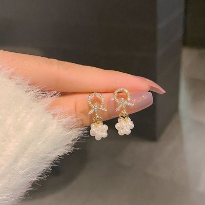 66260/日韩网红珍珠耳环耳夹高级感气质925银针新款时尚简约小巧耳钉女