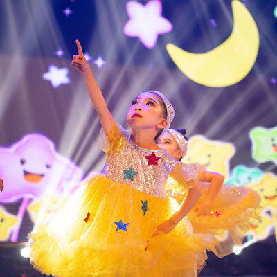 175224/新款儿童蓬蓬裙演出服幼儿小星星舞蹈表演服装可爱娃娃黄色公主裙