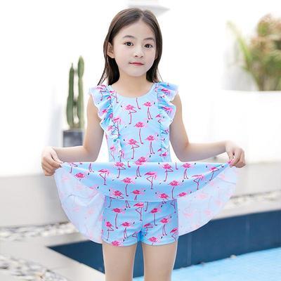 50703/羽克儿童泳衣女孩连体韩版公主裙式夏季小中大童速干泡温泉游泳装