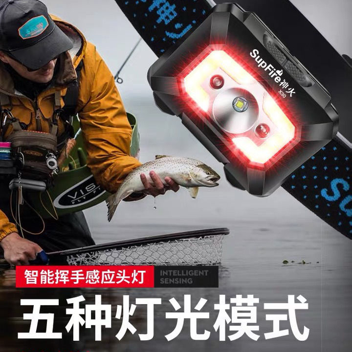 supfire神火x30头灯强光感应头戴式可充电式超亮远射led夜钓鱼灯